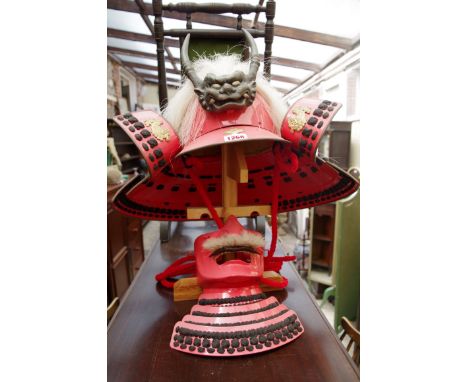 A Japanese Samurai helmet and mask. 