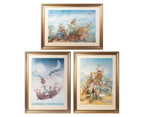 Francis Wainwright c1995. A trio of artist proof prints signed to lower left. Wainwright was commissioned by the Alton Towers