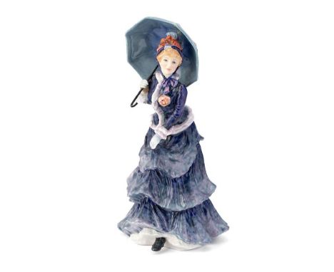 Royal Doulton prototype figurine 'Les Parapluies', with prototype backstamp and red writing 'Warren Jones 18.3.93', signed in