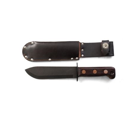 Falklands War Era British Army or RAF Type D Survival Knife with Scabbard, marked with stores number 1278214, Broad Arrow and