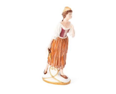 Royal Doulton prototype character figure of a lady carrying a tambourine, marked '1/3', dated 2004, signed by Michael Doulton