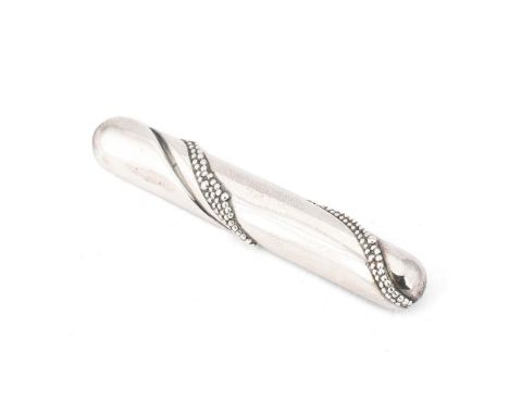 Georg Jensen: sterling silver bar brooch, beaded design, fully hallmarked, stamped '361 OK', 14.8g, 60mm wide.