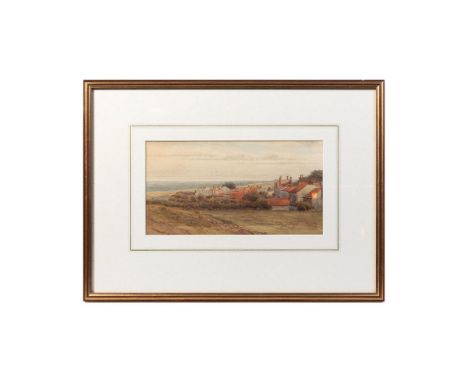 Bessie J. Spiers. British, (1843 -1901) RA, Watercolour of village with rile tile roofs by the sea. Possibly Norfolk. Signed 