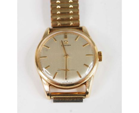 A gent's Omega 9ct gold cased manual wind wristwatch, circa 1965, ref. BL1215400, movement No.21590318, having signed silvere