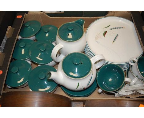 A Denby stoneware part tea and dinner service in the Greenwheat pattern 