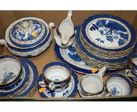 A Booth's blue and white transfer decorated part tea and dinner service, in the Real Old Willow pattern A8025