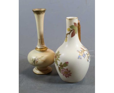 A Royal Worcester blush ivory vase, the flared rim to a long cylindrical neck, globular body and circular foot, No.232523; to