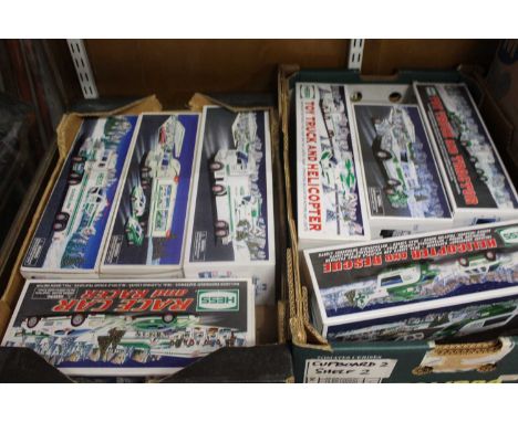 A collection of eight boxed Hess battery operated vehicles, to include helicopter and rescue, sport utility vehicle and motor