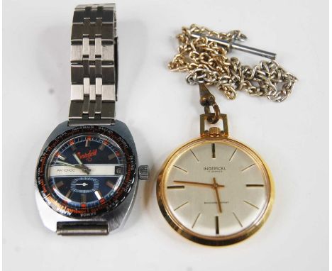A circa 1970s gent's Chesterfield Antichoc steel cased wristwatch, having signed blue dial, luminous hands, date aperture at 