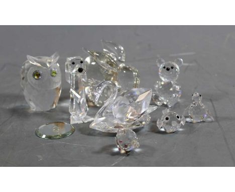 A small collection of Swarovski and other crystal models of animals, the largest h.6.5cmCondition report: Rabbit – light scra