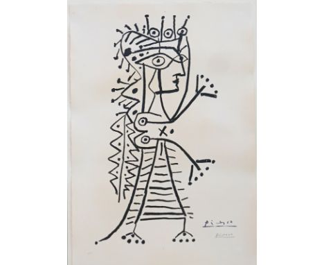Picasso, Pablo, *25. Oktober 1881, Malaga,  +8. April 1973 , Mougins: La femme aux dés (Jacqueline), 1958Lithografie auf Arch
