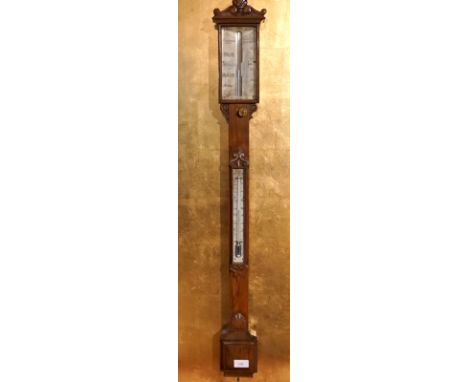 Barometer/Thermometer J. P. Cameron Glasgow, Mitte 19. Jh.Massives Mahagonigehäuse - Thermometer und Barometer mit Quecksilbe