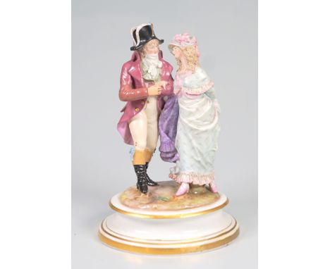 Königl. Meissen, Unterglasurblaue Marke ( Knaufzeit)  1850-1924: Paar in Empirekleidung, Entwurf H. GoeschelFigurengruppe - P