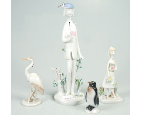 Rosenthal, unterglasurgrüne Manufakturmarke, Bavaria: Set von 4 KunstfigurenPorzellan, aufglasur polychrom handbemalt, unterg