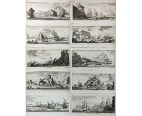 VORSTERMAN, Lucas II (c. 1595 - c. 1674). (Series of seascapes). (Antwerp, J. Peeters I, c. 1685). 10 etched views w. caption