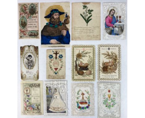 DEVOTIONALIA -- COLLECTION of more than 120 primarily Belgian and Dutch Last Supper, First Communion a.o. prayer cards. In bi