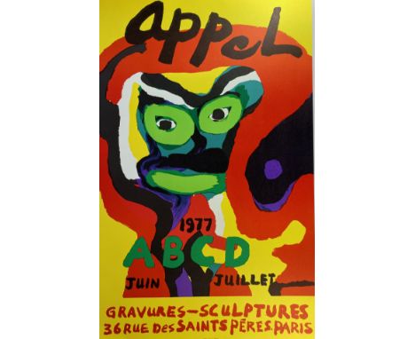 POSTERS -- APPEL, Karel (1921-2006). "ABCD Gravures-Sculptures, Juin/Juillet 1977, 36 Rue des Saints Pères Paris". Paris, Art