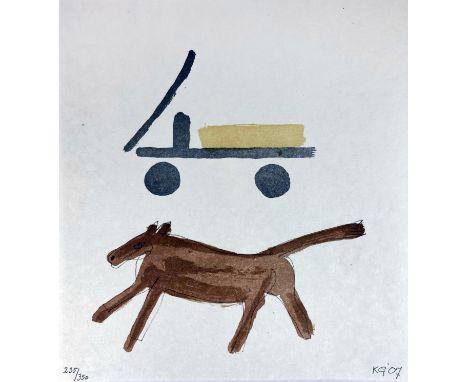 GUBBELS, Klaas (1934-). "De kar", "De Chevrolet", "Het graf". 2007. 3 cold. lithogr. 285 x 306 mm. Monogrammed 'KG', dated &a