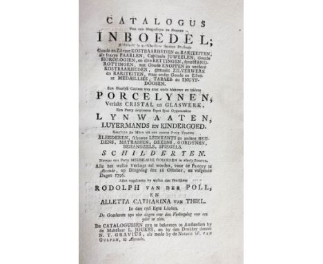 AUCTION SALE CATALOGUE -- POLL -- CATALOGUS van een magnifique en propere inboedel; Bestaande in verscheidene soorten pretieu