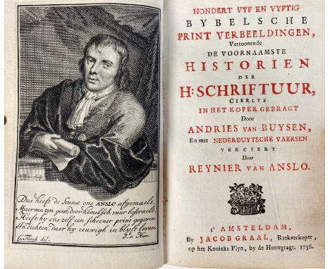 BIBLIA NEERLANDICA -- 'PRINTBIJBEL' -- ANSLO, R. v. Hondert vyf en vyftig bybelsche print verbeeldingen, vertoonende de voorn