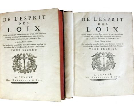 (MONTESQUIEU, Ch.L. de SECONDAT de). De l'Esprit des Loix. Ou du rapport que les Loix doivent avoir avec la Constitution de c