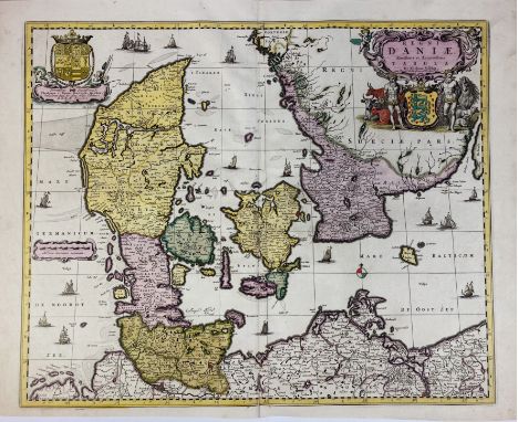 EUROPE -- "REGNI DANIÆ, Novissima et Accuratissima Tabula". (Amst.), N. Visscher, (c. 1700). Engr. map in cont. colouring w. 