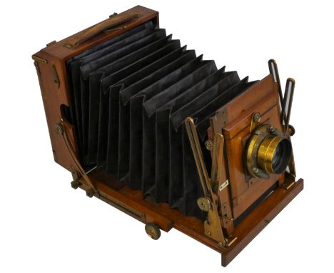 An early Sanderson plate field camera by G. H. &amp; S. London, 'Sanderson's Patents 6.005' engraved to brass fittings, compl