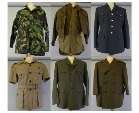 A 1949 pattern blouse battledress, size 13 and various other military jackets.