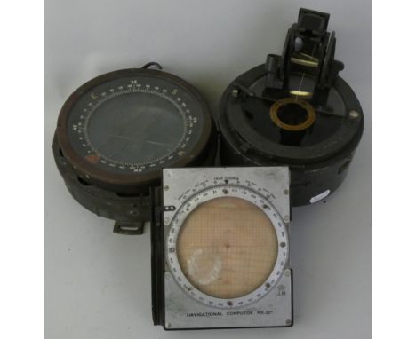 An Air Ministry Type P4A magnetic compass, as fitted to heavy bombers, together with a type O.2.A magnetic compass with Azimu