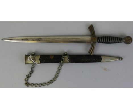 WWII German First Model Luftwaffe dagger, with blue leather wire grip handle and blue leather scabbard together with original