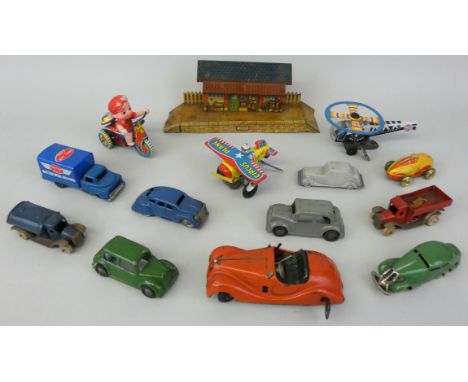 Various Makers - A quantity of playworn die-cast models and wind-up toys comprising; Schuco Examico 4001 tinplate clockwork m