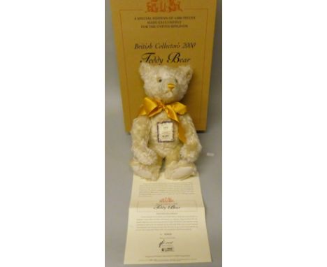 A Steiff limited edition champagne teddy bear, 2000 British Collectors Club, EAN 654763, No. 3409/4000, 40cm tall, five-joint