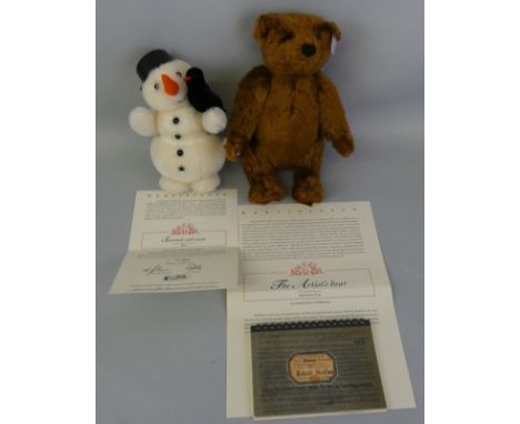 Two Steiff limited edition stuffed teddies; "The Artist's Bear", 2003, No. 01960, EAN 660986, 27cm tall, with dark brown moha