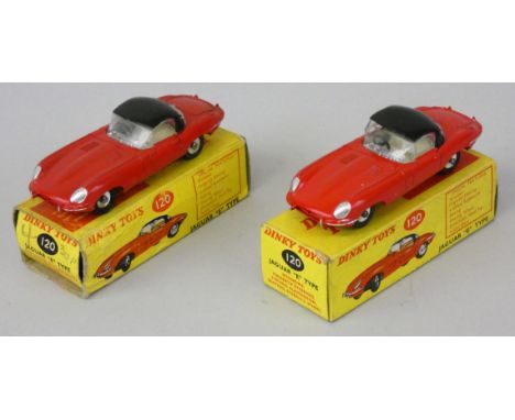 Dinky - Two die-cast models of a No. 120 Jaguar "E" Type, both boxed (2).