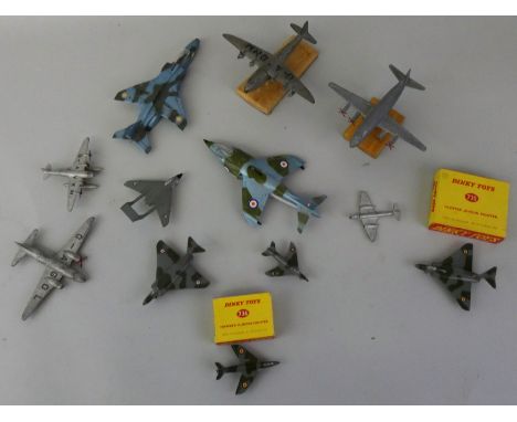 Dinky - A quantity of boxed and unboxed die-cast model airplanes comprising; No. 735 Gloster Javelin Fighter (boxed), No. 736