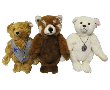Three Steiff Limited Edition teddy bears, comprising; 2009 Margarete's teddy with memorial locket, No. 2177/3000, 36cm high; 