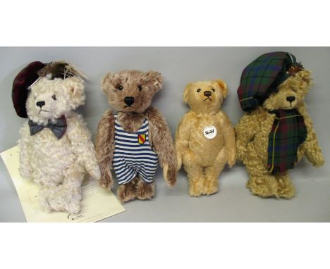 Two Steiff Limited Edition Scottish Style teddy bears, 2001 No. 681/3000 with certificate and 2000 No. 752/3000 both 32cm hig