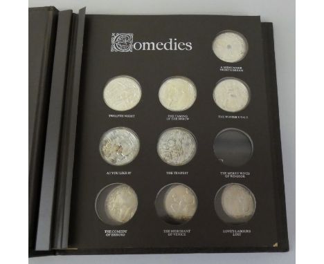 Franklin Mint Shakespeare sterling silver proof Medals, in original black binder with the dates and names of the medals.