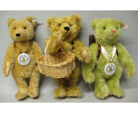 Three Steiff Limited Edition Club Edition teddy bears, comprising 1995, Baby, No. 6992, 34cm high; 1997, Picnic 34. No. 5884,