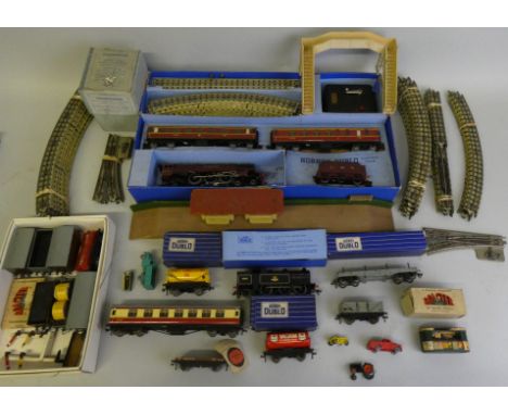 Hornby 'OO' gauge - A Dublo Train set comprising; Duchess of Atholl train set, EDL17 Tank locomotive, corridor coach, shell t
