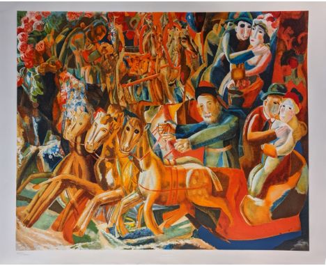 Pavel Filonov (Russian, 1883-1941), Carnival Week, lithograph, numbered 1103/2000, published by Mourlot, blindstamped, H.70cm