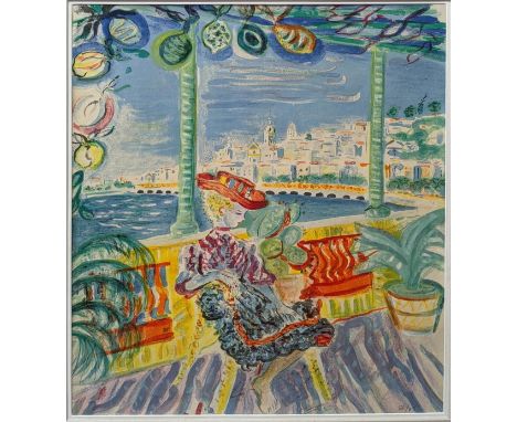 After Constantin Terechkovitch (1902-1978), Menton, lithograph, numbered 36/75 in pencil, H.68cm W.60cm