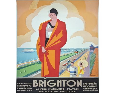 After P.Commarmand, Brighton French Railways Deco poster, offset lithograph, 1960s printing, full sheet H.100cm W.70cm