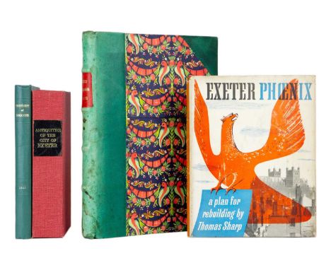 (Exeter) Four works  Richard Izacke. 'Antiquities of the City of Exeter,' first edition, full speckled calf with compartmenta