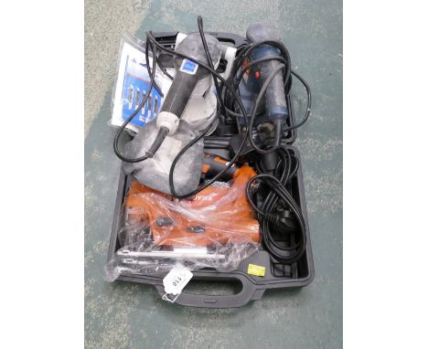 Boxed as new Ruyika jigsaw, McAllister orbital sander and Silver Line sander