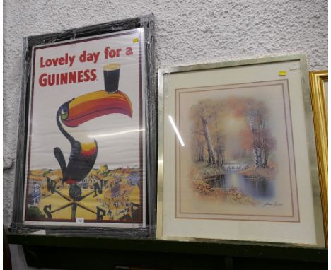 Guinness advertising poster, framed 100 x 70 cm, and rural print