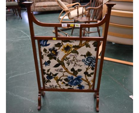 Wooden Arts &amp; Crafts style firescreen with tapestry insert