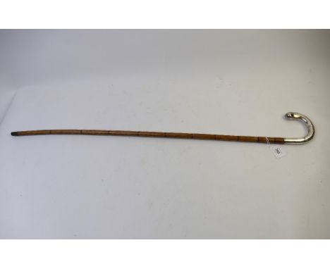 Walking stick with silver top (hallmarks rubbed)
