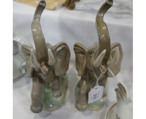 Pair of Nao elephant figurines