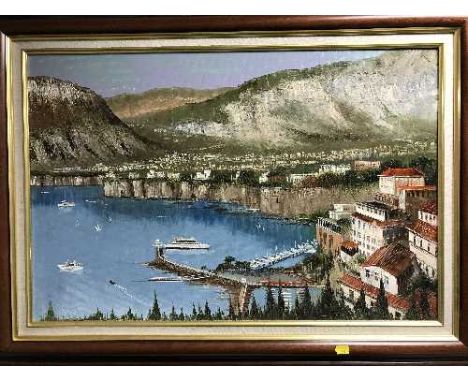 Dallas K Taylor : Continental harbour scene, oil on board, signed, framed.